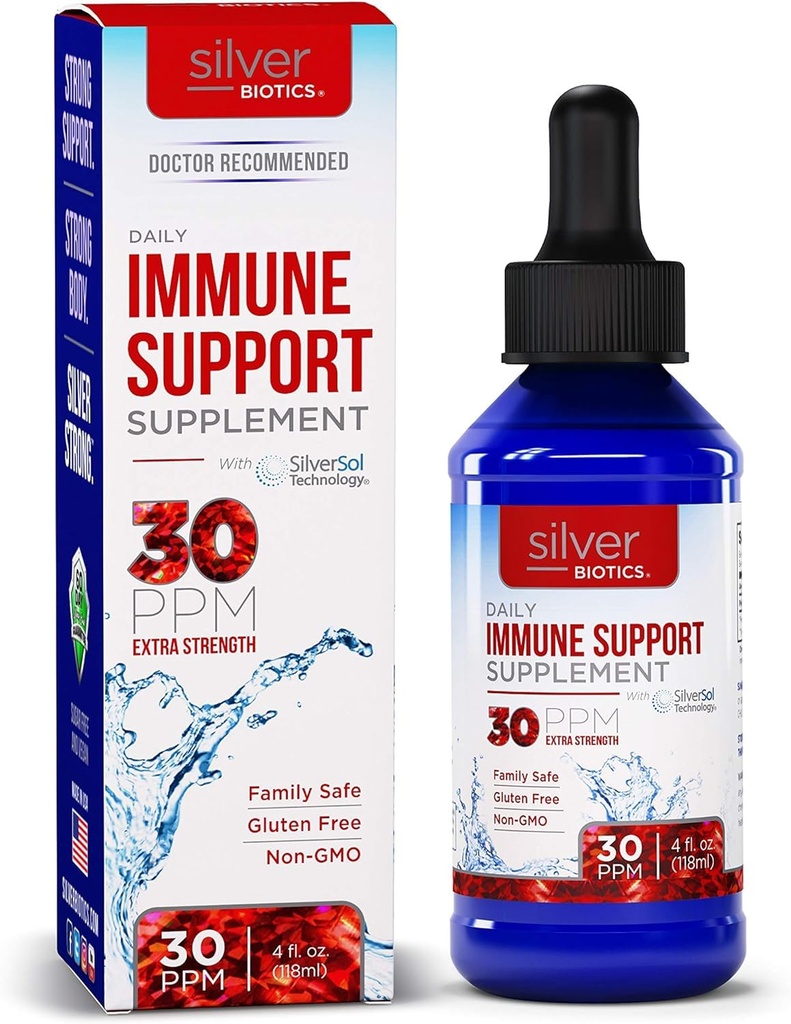 Biotics נוזלי 30 PPM פטנטים Multivalent SilverSol Technolology | Bio-Hacking Immune Building Natural Support Dropper