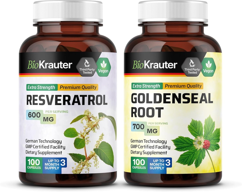 BIO KRAUTER Resveratrol 100 קפסולות & Goldenseal 100 קפסולות