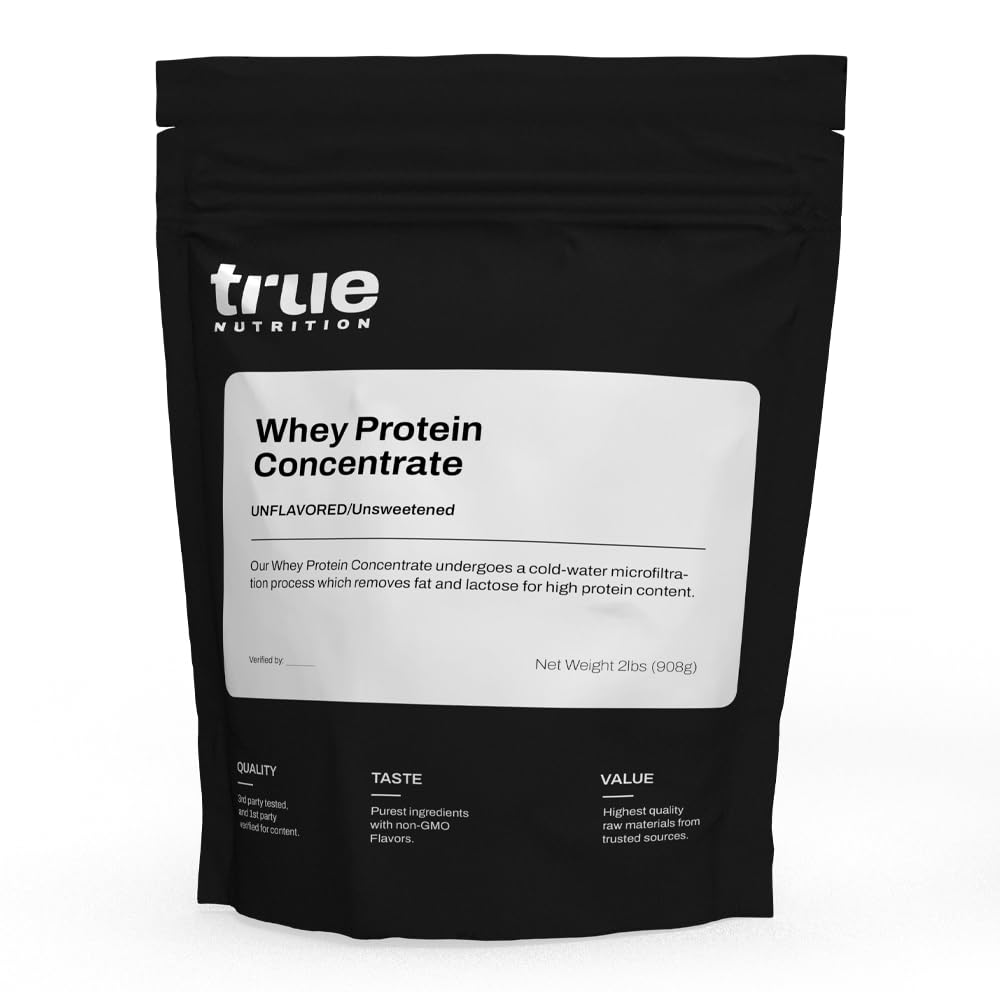 תזונה אמיתית - חלבון Whey חלבון ריכוז - 100% אבקת חלבון Whey - Fast Acting Low carb אבקת חלבון עם אמינו Acids - גבוה Leucine (2 lb, Unflavored)