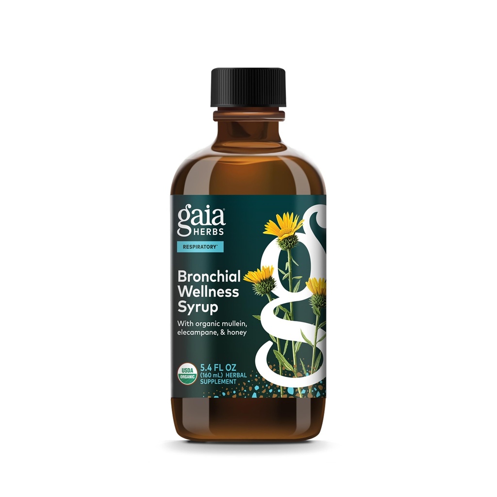 גאיה Herbs Bronchial Wellness Syrup - Immune Support Supplement to Help Keep Lung Health and Help לספק נוחות עבור גרון Sore ccasional - 5.4 Fl Oz (עד 32 ימים אספקה)