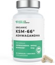 Love Life Supplements Organic Ashwagandha KSM-66®, 2 חודשים אספקה - 60 קפסולות, כוח גבוה 600 מ"ג לקפסולה, 5% Withanolides, Bioperine® עבור Absorption מוגברת, Zero Fillers, מעבדה נבדקה