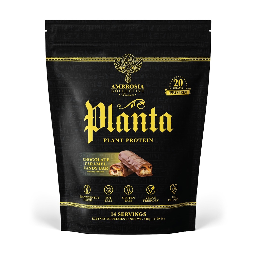 Ambrosia Planta - Premium Plant-מבוסס חלבון | טבעוני & Keto Friendly | Gourmet Flavors with no Bloating or Stomach Upset | Gluten & Soy Free | No added Sugar | 14שרתים | (Candy Bar)