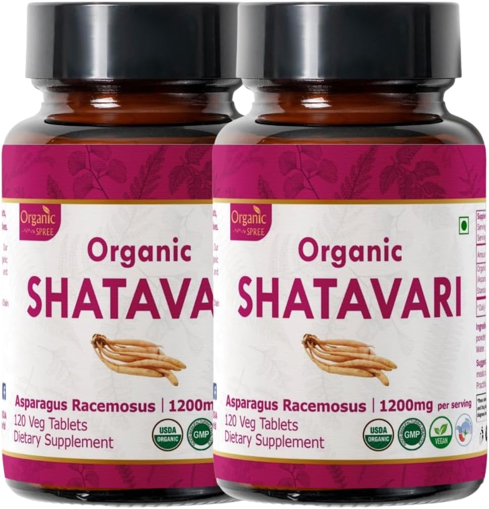 Shatavari 120 טבליות | Asparagus Racemosus (Shatavari) | USDA אורגני מוסמך | תומך במערכת הבריאות והחיסון של נשים