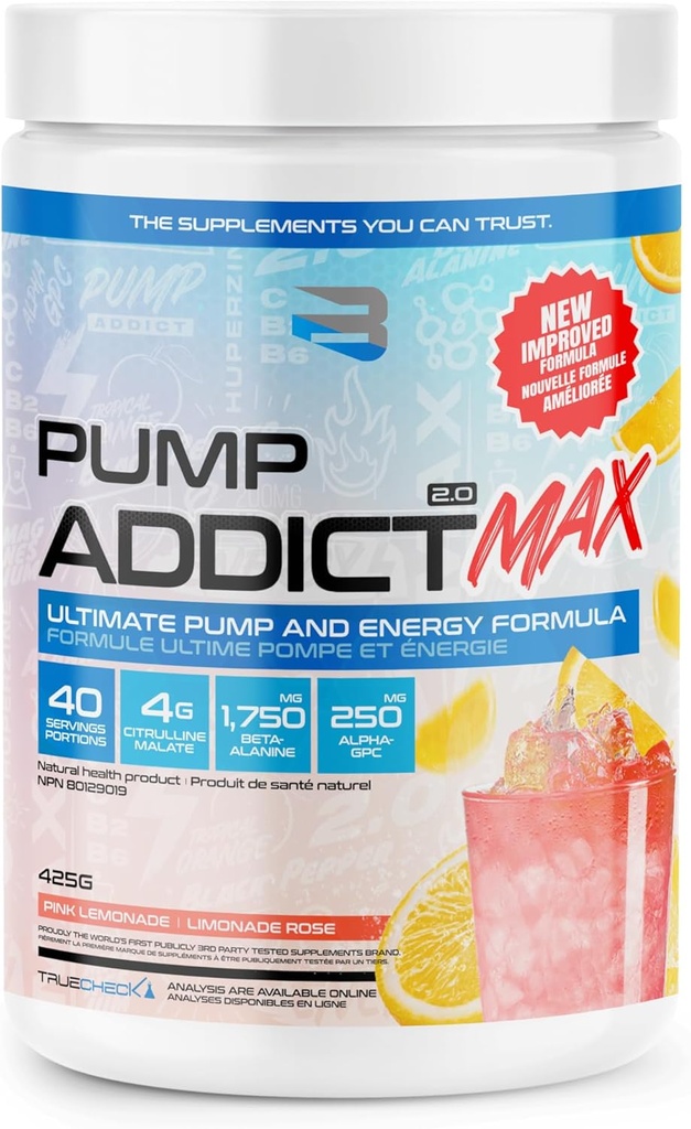 האמינו תוספי מזון - אבקת Addict Max Pre-Workout - אנרגיה מוגברת, פוקוס, ו- Endurance...