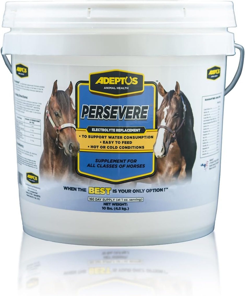 Adeptus Nutrition Persevere Electrolyte תוסף עבור כל שכבות של סוסים, תמיכה הידרציה, איזון פורמולה עבור החלפת הזיעה, Prebiotic Yמזרח בסיס, אבקת Easy-Feed 10 Lbs
