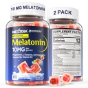 2 Pack Sugar Free Melatonin Gummies 10 מ"ג מגנזיום Glycinate מלטונין למבוגרים, Ashwagandha, L-theanine, B6, B12, לימון Balm ו Chamomile for Deeplaxation, Antioxidant, Vegan, 120 Day