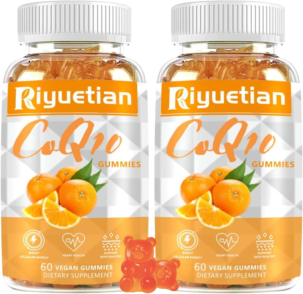 2 PackCOQ10 Gummies - CoQ10 500 מ"ג + אומגה 3 EPA / DHA + Magnesium Glycinate + Zinc Citrate, כדי לתמוך בריאות הלב, ייצור אנרגיה, מערכת החיסון ומינרל Absorption