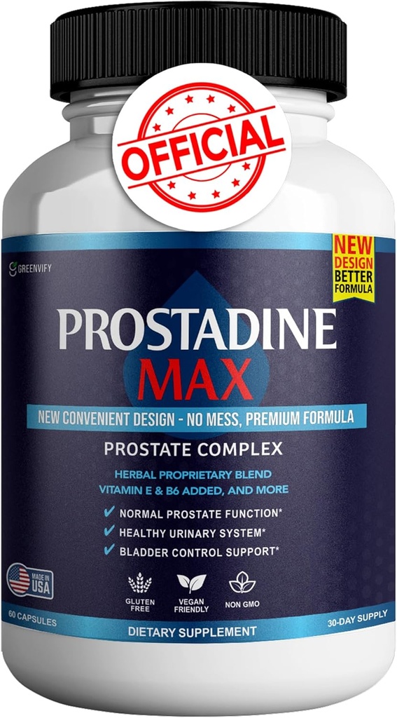 Prostadine Max Prostate תוספי מזון לגברים קפסולות, תוספי בריאות - כוח מקסימלי, כל טבעי לתמוך פונקציונליות נורמלית ובריאה, Prosta Vive ביקורות (60 קפסולות)