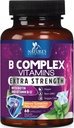 B Complex ויטמינים קפסולות - עם ויטמין B12 B6 B100 C Biotin Folate & Folic Acid - תוספת עבור הלב, המוח, ו- Nerve תמיכה - Super Complete B-Complex for Immune & Energy Support - 60 קפסולות