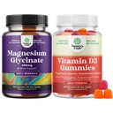 Bundle of Pure Magnesium Glycinate 400 מ"ג עבור שינה Mood ורגיעה ויטמין D3 חניכיים עבור בריאות יומית או שריר העצם & Immune תמיכה תמיכה