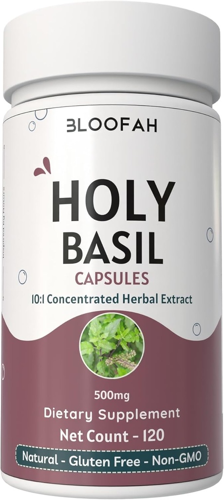 Holy בזיל עלה קפסולות 500 מ"ג | 10:1 לחלץ Ocimum Tenuiflorum Herbal Supplement