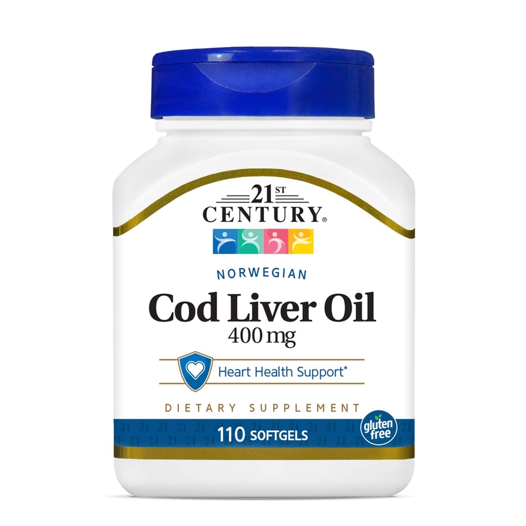 המאה ה-21 Norwegian Cod Liver Oil, 400 מ"ג, 110 Softgels