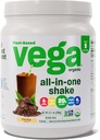 Vega אורגני All-in-One Vegan אבקת Mocha (9 משרתים) Superfood Ingredients, ויטמינים לתמיכה בתחמושת, Keto Friendly, Pea חלבונים לנשים וגברים, 12.7oz (Packaging May Vary)