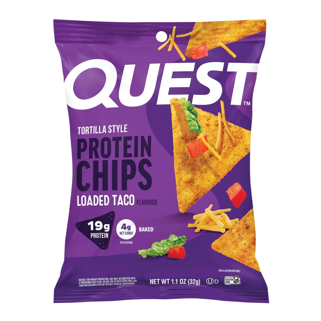דיאטת טקקו טורטילה חלבון צ'יפס, 19g חלבון, 4g Net Carb, Low Carb, Gluten Free, 1.1 oz (Pack של 12)