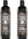 המהפכה הוויקינגית Beard Shampoo ו- Conditioner Set - Top-tier Beard Care Kit with Argan & Jo Joba Oils for Healthy Beard growth, No Itching or Irritation, Rich Lather, Eucalyptus Scent (10 oz)