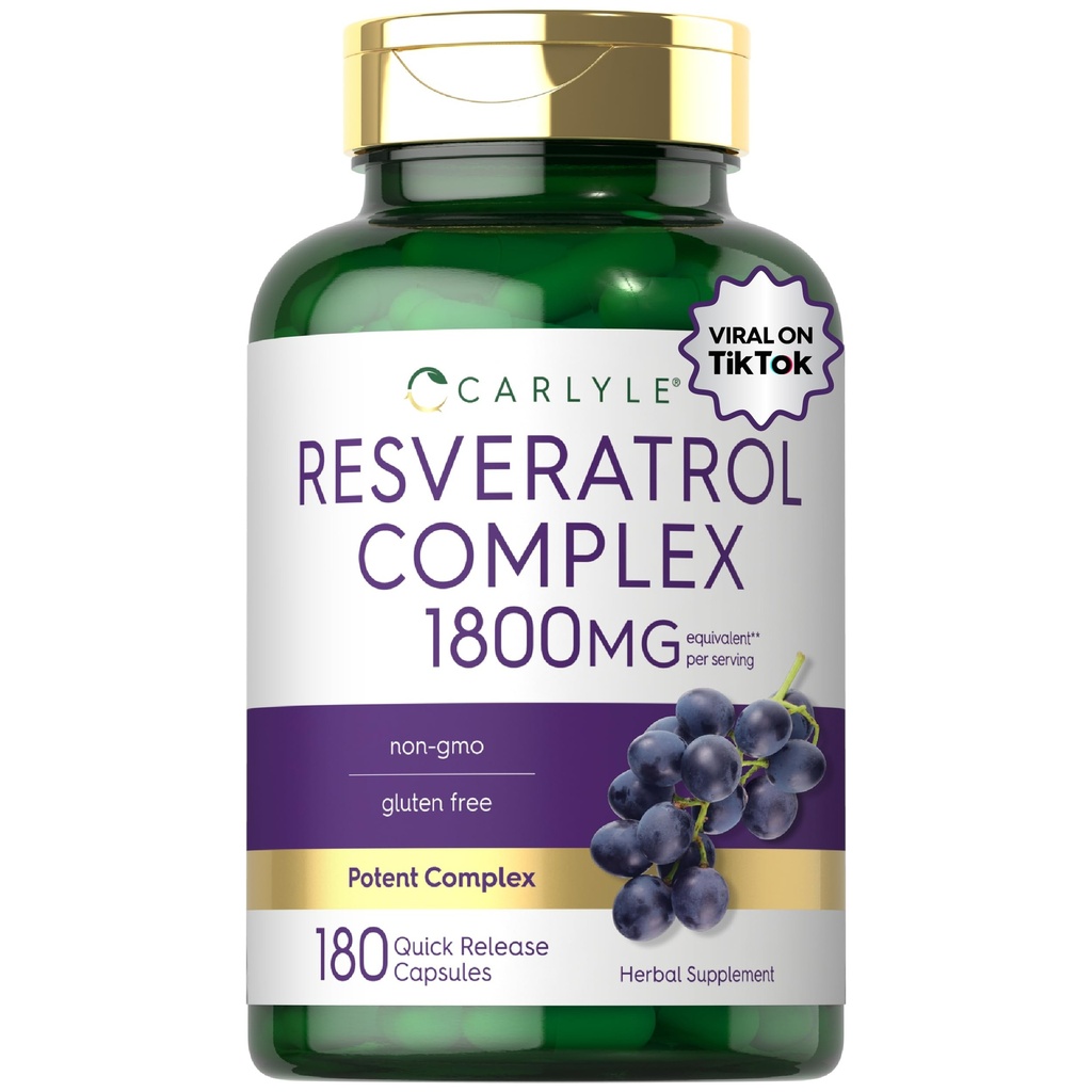 Karlyle Resveratrol תוסף 1800 מ"ג | 180 קפסולות | Non-GMO Glu &ten Free