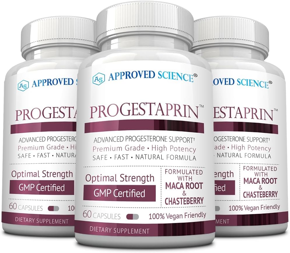 מוסמך מדע Progestaprin - Progesterone תמיכה תוסף - 3 בקבוקים - 180 קפסולות - טבעוני