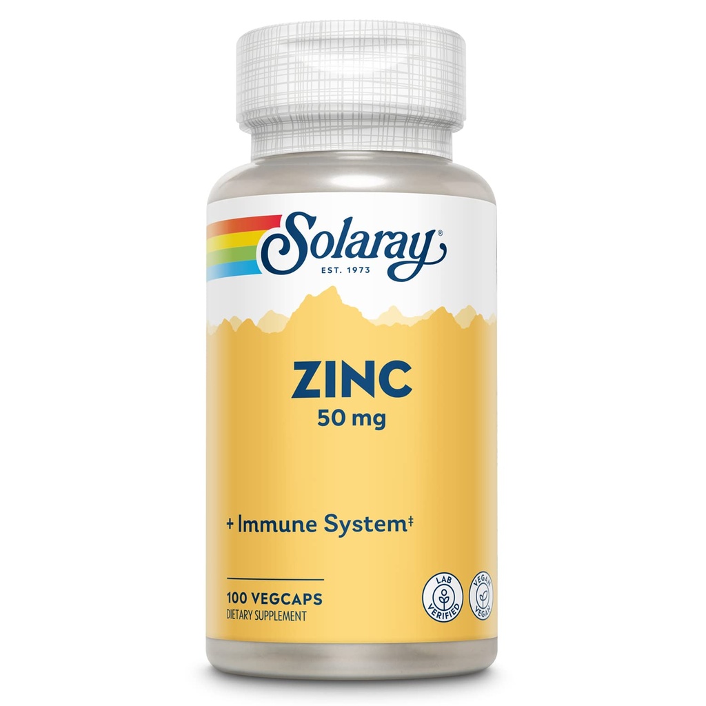 Sunay Zinc 50 מ"ג Immune תומך קפסולות, 100 Count, Vegan, Pumpkin Seed