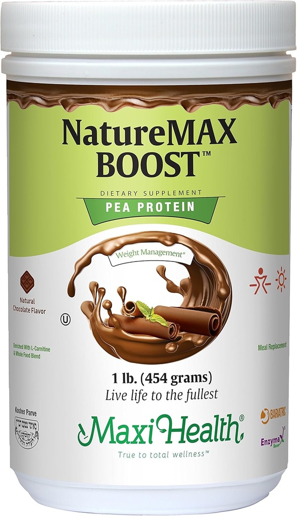אבקת חלבון NatureMAX BoostTM Pea - אנרגיה תוספי Meal החלפת - 20g חלבון Per המשרת - פלאפור שוקולד טבעי - ויטמין כשר - 1lb.