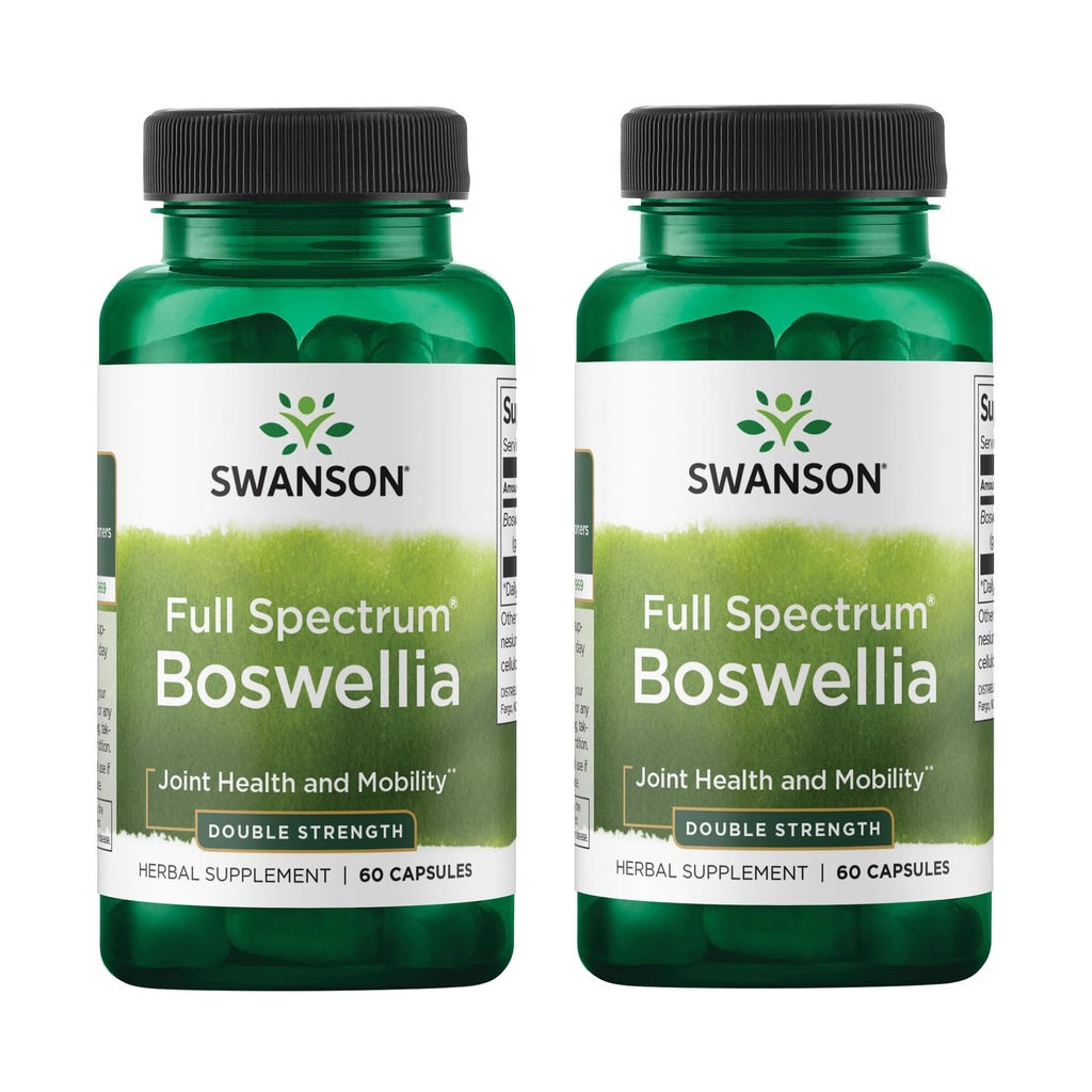 Swanson Double Strength Boswellia-Herbal תוספת קידום תמיכה משותפת-Ayurvedic Herb עבור Joint Flexibility & Mobility Support-Made W/Boswellia Serrata Resin-(60 קפסולות, 800 מ"ג כל) 2 Pack