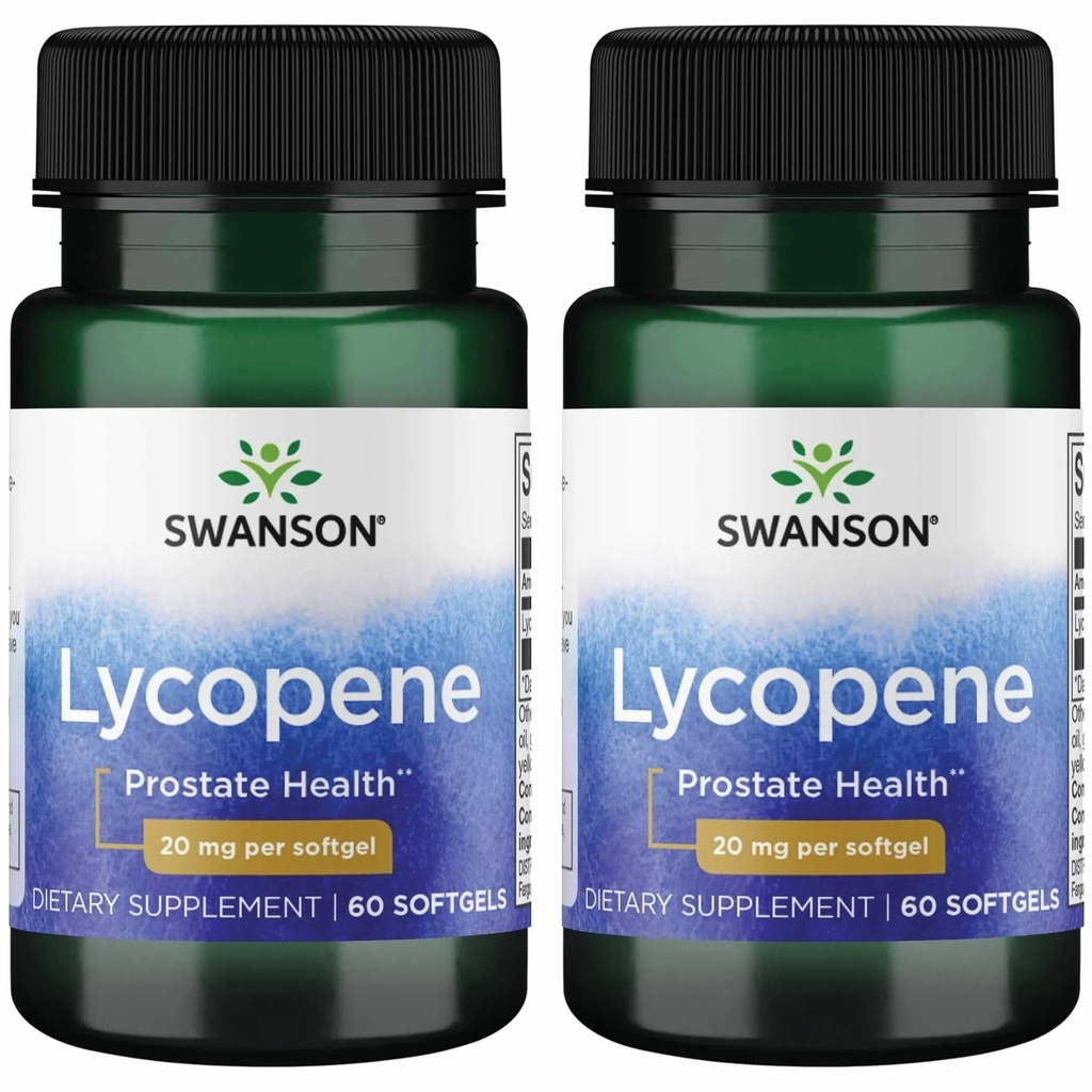 Swanson Lycopene - תוספת טבעית לקידום בריאות הערמונית, בריאות הלב, ותמיכה בלחץ הדם בטווח הרגיל - תוספי בריאות גברים - (60 Softgels) 2 Pack