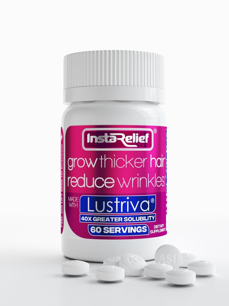 InstaRelief® שיער צמיחה עם Lustriva® - Shown קלינית לגדל Thicker, Healthier שיער ב 3 שבועות, להפחית Wrinkles ו Fine, עם ביוטין, הסיליקון ו Arginine, 60 טבליות
