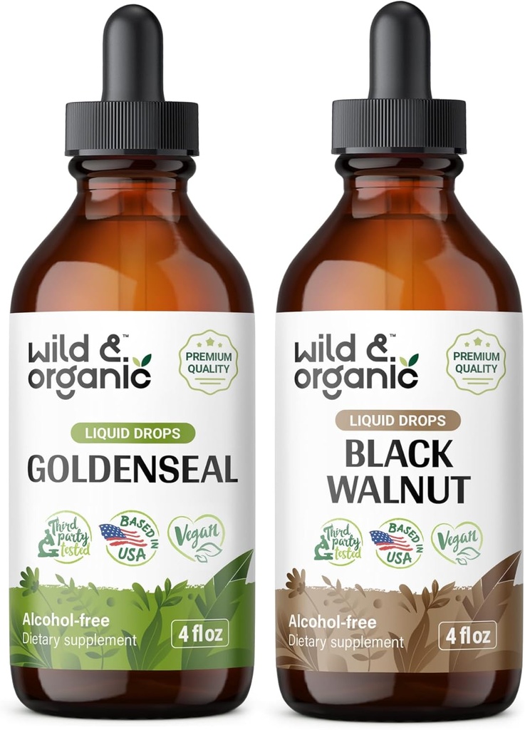 Wild & אורגני Goldenseal Tincture 4 fl oz & Black Walnut Tincture 4