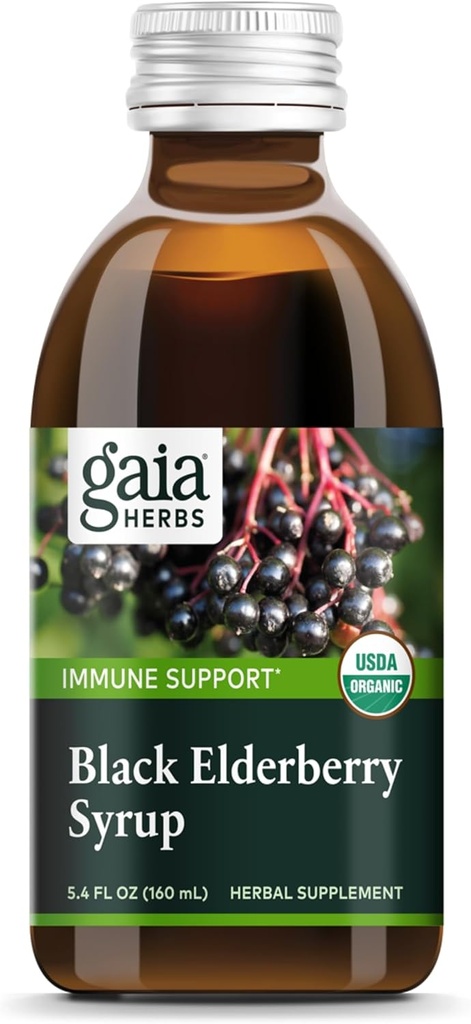 גאיה Herbs Black Elderberry Syrup, 5.4 אוונס