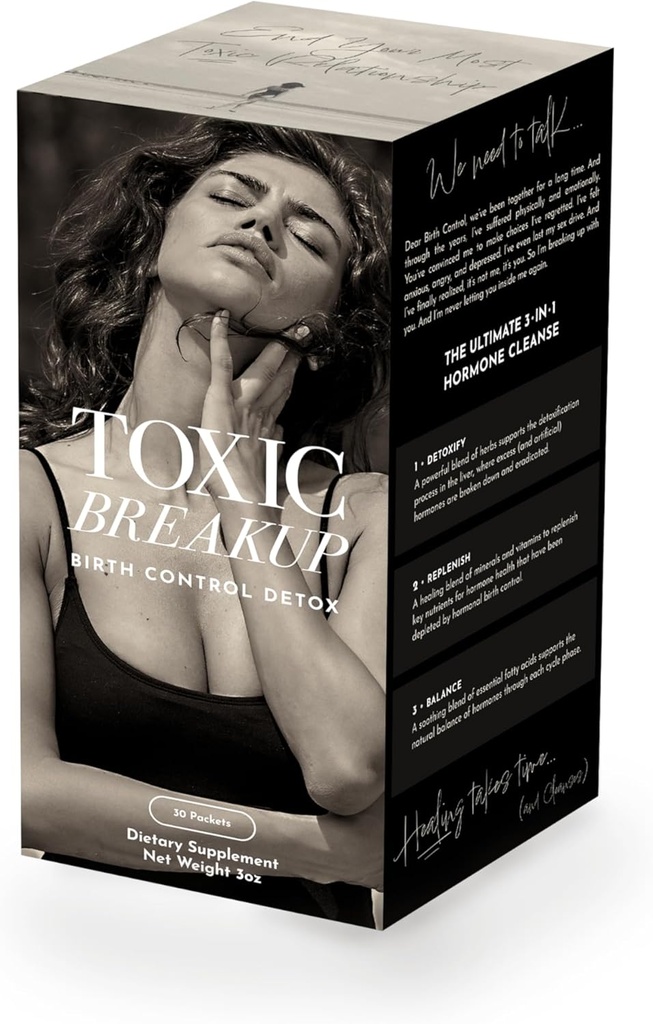 Toxic Breakup Birth Control Detox ניקויse כדי לשחזר את ההורמון: Liver Detox תוסף, עם Red Clover, Chaste Tree Brad | אורגני, Gluten Free, non GMO | 30 Packets, 2-4 שבועות ניקוי