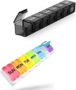 2 Pack תוספת גדולה גלולות מארגנת, Sukuos Weekly Pill Box, Pill Case, מארגנת תרופות עבור ויטמינים, שמן דגים או תוספים