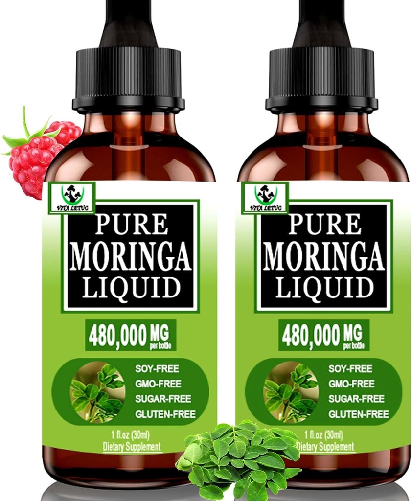 (2 Pack) אורגני Moringa נוזל טיפות עבור אנרגיה, Metabolism Immune תמיכה, Moringa לחלץ 6X Absorption Than אבקת קפסולות, תוספי מזון ירוק לנשים