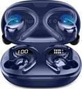 Wireless Earbuds ספורט, 2025 Bluetooth 5.4 אוזניות עם אוזניות, 50H Stereo Deep Bass Over Ear Buds עם 4 ENC Noise ביטול Mics, IP7 אוזניות בטיחות מים עבור ריצה עבודה גופנית - Blue Blue Blue