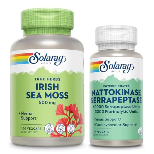 SOLA אירי הים Mos 500 מ"ג ו- Nattokinase Serrapeptase תוסף - בריאות בונדלה עם ויטמין Occurring באופן טבעי, מינרלים - Gut Health, Sinus, Heart Health Support, 60-Day Promise, 100 / 30ct מבטיח, 100 / 30.