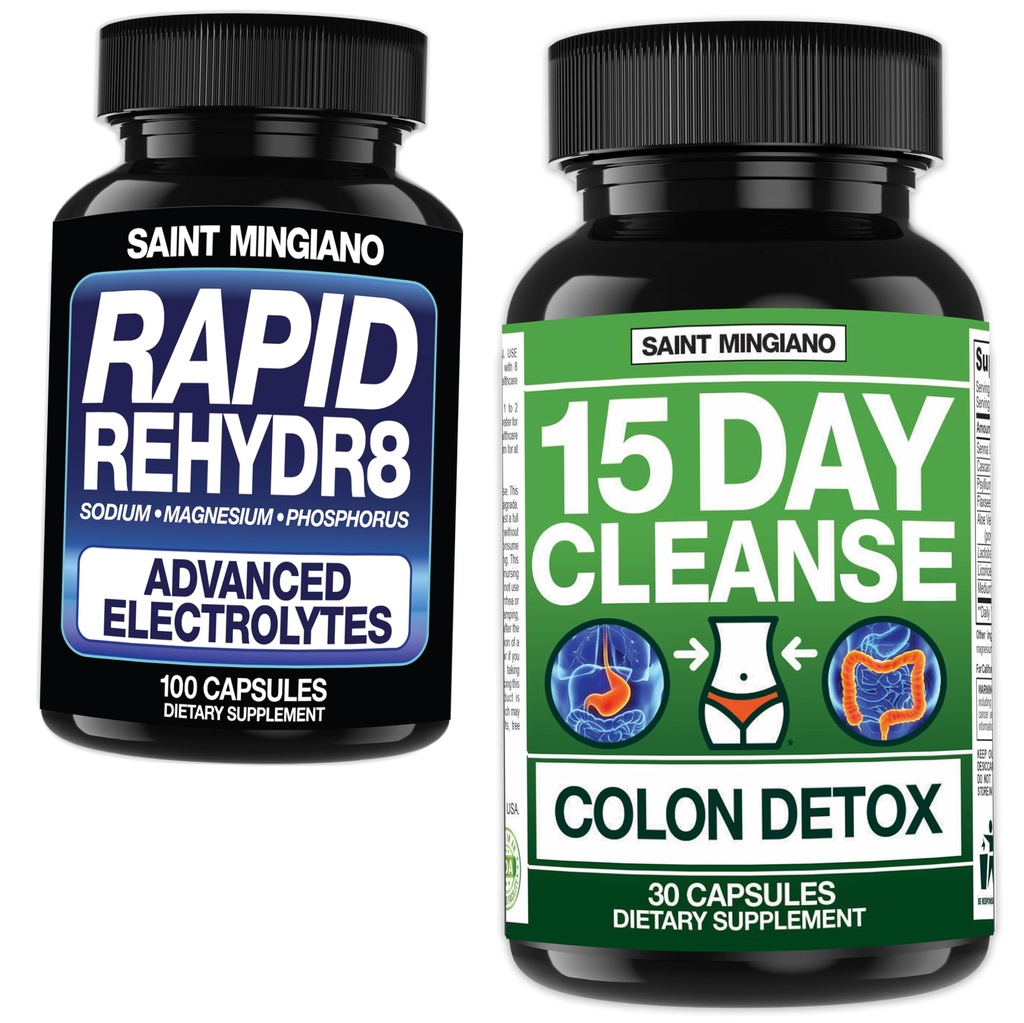 15 יום ניקוי | קולד Detox עם טבעי Laxative - עם - Rapid Rehydr8 תוסף אלקטרוליטי למניעת Cramping ותומך בשרירים Endurance ושיקום - 100 קפסולות