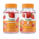 Probiotic 2 מיליארד CFU + B Complex, Gummies Bundle - גדול Tasting, ויטמין תוסף, Gluten Free, GMO חינם, Chewable Gummymymy