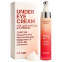 Caffeine Under Eye Cream for Puffiness and Bags under Eyes - רולר לעיניים Puffy ועיגולים אפלים תחת טיפול עיניים לנשים, גברים - Hyaluronic Acid ו Niacinamide Serum - Face Puffiness צמצם