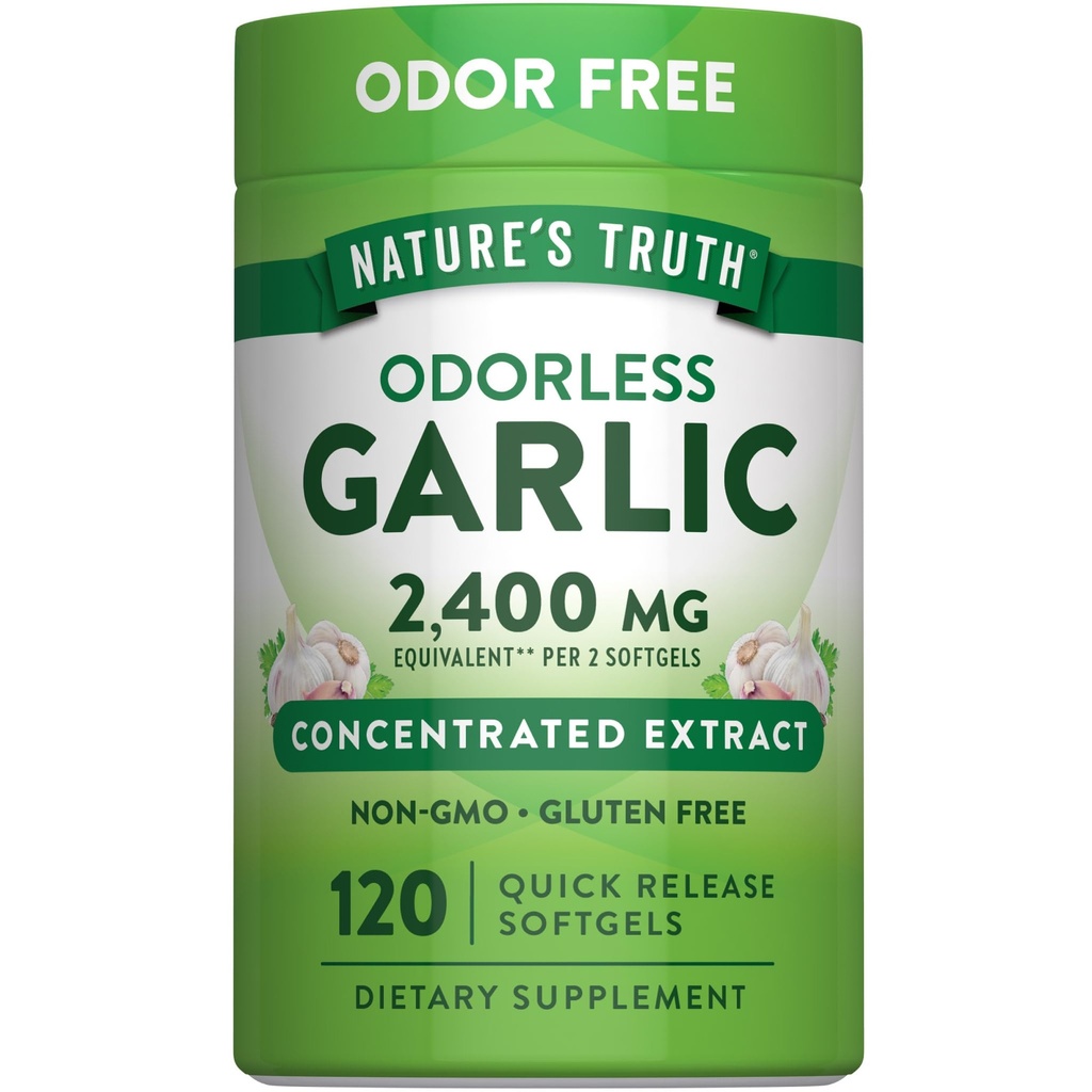 האמת של Nature's Truth Odorless Garlic 2400 מ"ג | 120 Softgels