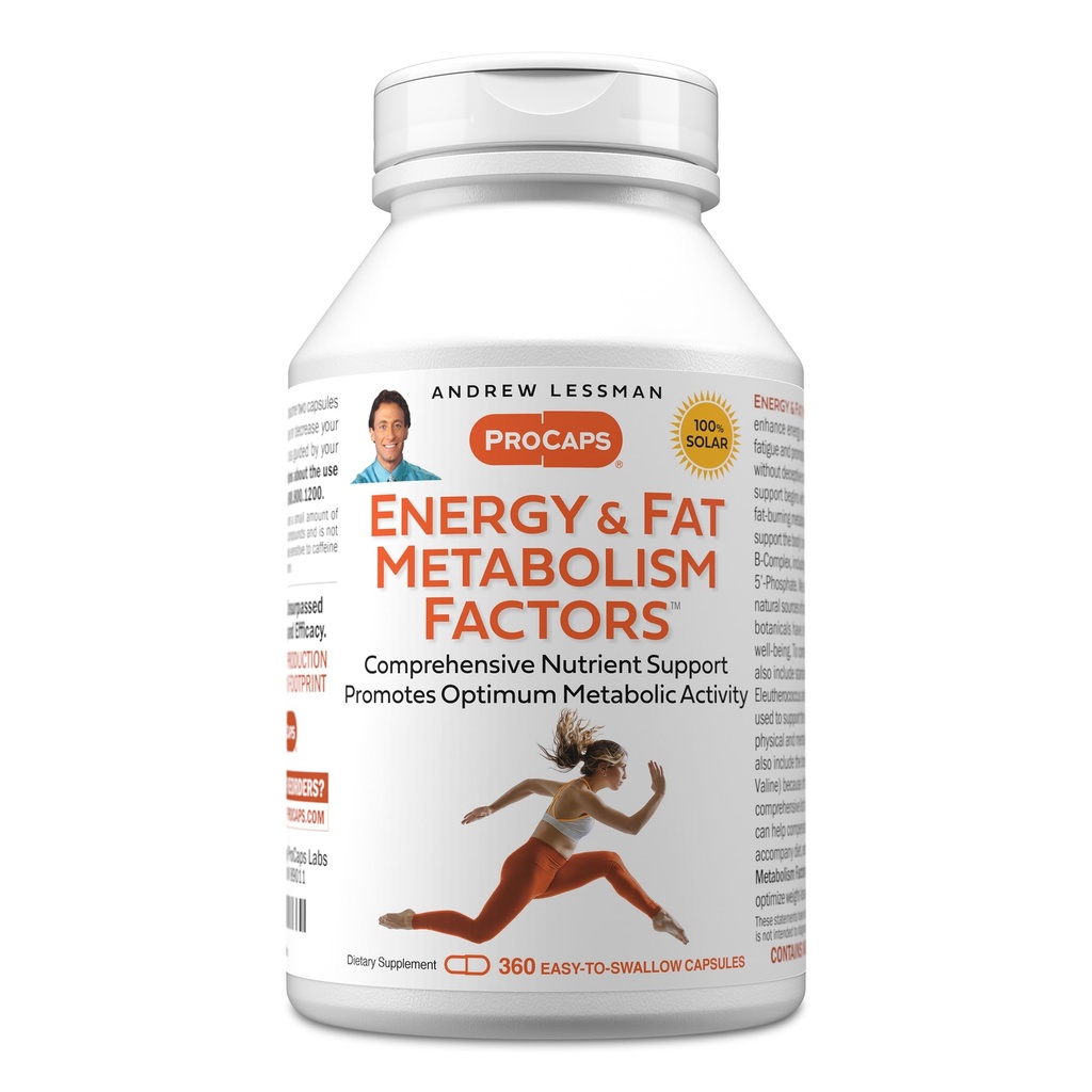 ANDREW LESSMAN אנרגיה ו- Fat Metabolism Factors 360 קפסולות - מקדם אופטימוסם שומן Burning and Energy Metabolism, עם Carnitine, Green Tea, Guarana, גינזנג, B-Complex. Easy to Swallow קפסולות