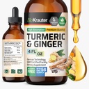 BIO KRAUTER® Turmeric וג'ינג'ר - Pure Vegan Liquid Turmeric & הג'ינג'ר Tincture with Pepper 4 Fl.Oz 56 Days of Supply - Curcumin Drops for Joint Support, Antioxidant & Immune Support