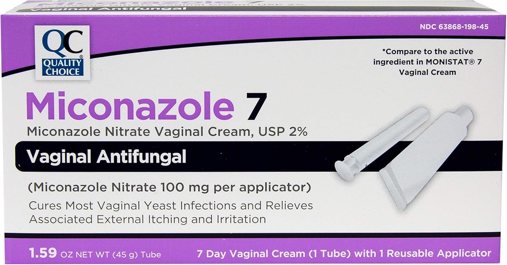 בחירת איכות Miconazole Nitrate 2% 7 יום Vaginal Antifungal Cream, 1.59 Ounces (45g)