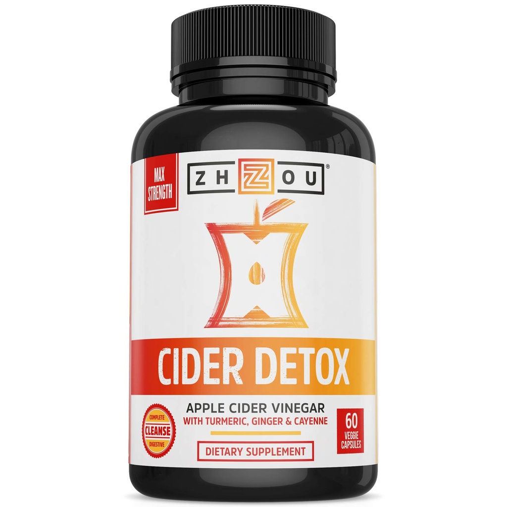 ג'ואו Cider Detox - Apple Cider Vinegar כמוסות עם אמא, Raw Natural ACV Pills for Women & Men, Herbal Complex תוסף עם Turmeric & Cayenne Pepper - 60 קפסולות טבעוניות