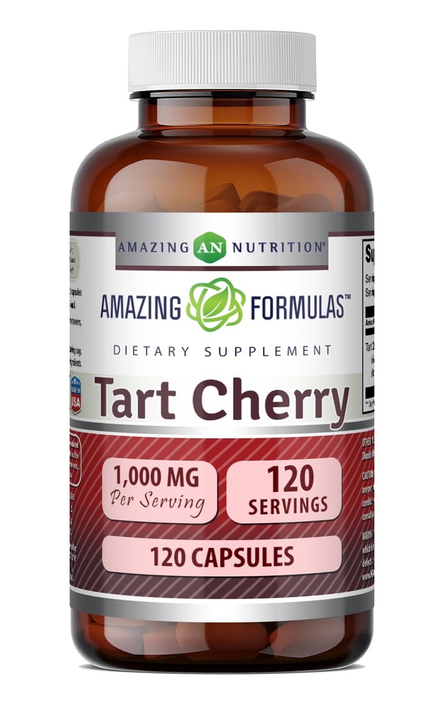 פורמולות מדהימות Tart Cherry Extractable | 1000 Mg per Serve | קפסולות | Non-GMO | Gluten-Free | Made in USA (1 Pack, 120 Count)