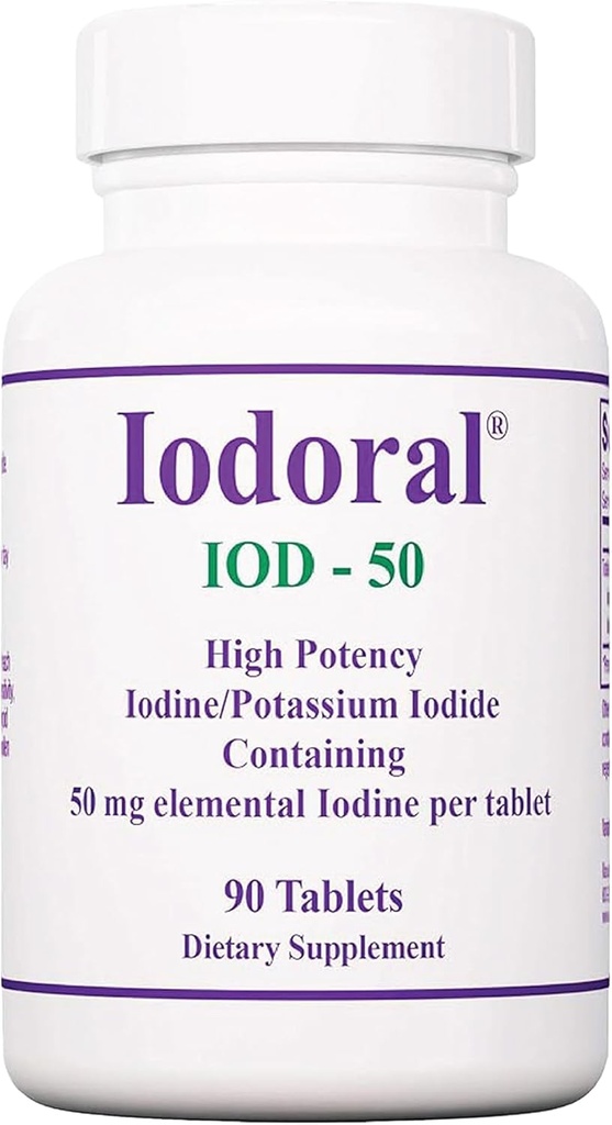 Optimox Iodoral 50 מ"ג תוסף - Potassium Iodide Tablets, תוספי בטיחות גבוהה, תמיכה Thyroid, ויטמינים ומינרלים - 90 Count Count