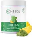 One Sol Greens, Super Greens אבקת כדי להפחית את Bloating & לשפר את בריאות Gut, Superfood Fresh Bloom ירוק בלגן Juice & Smoothie Mix, Pre & Probiotic עם Enzyive Enzy, טבעוני & Soy חינם