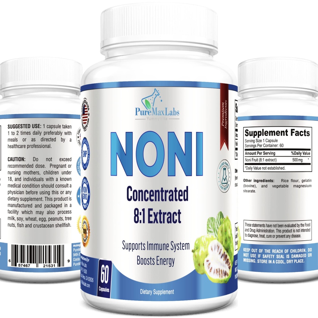 נורי קפסולות - Noni Fruit Extract (Morinda Citrifolia), Immune Support - 60 קפסולות