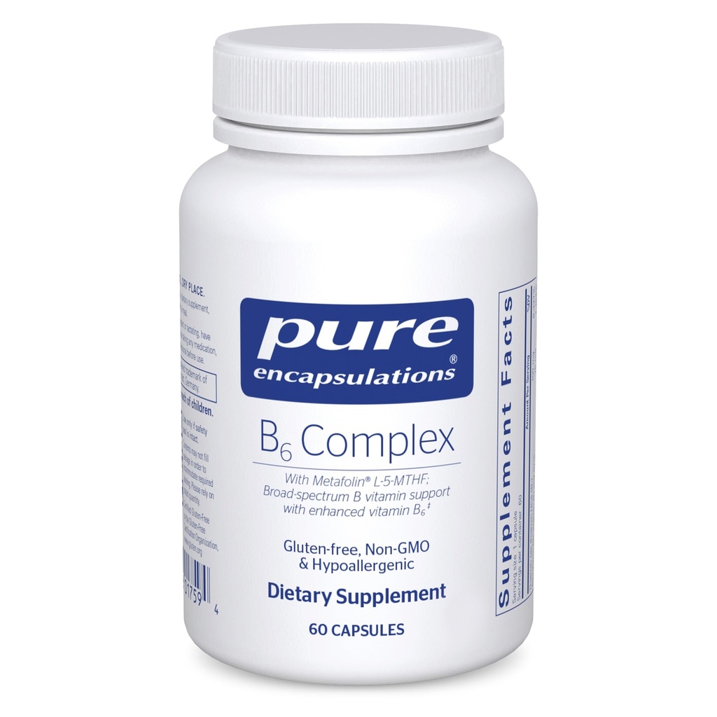 Pure Encapsulations B6 מורכב - תמיכה מערכת העצבים ומוח בריאות * - כולל ויטמין B - מכיל ויטמין B6 - non-GMO &ten חינם - 60 קפסולות