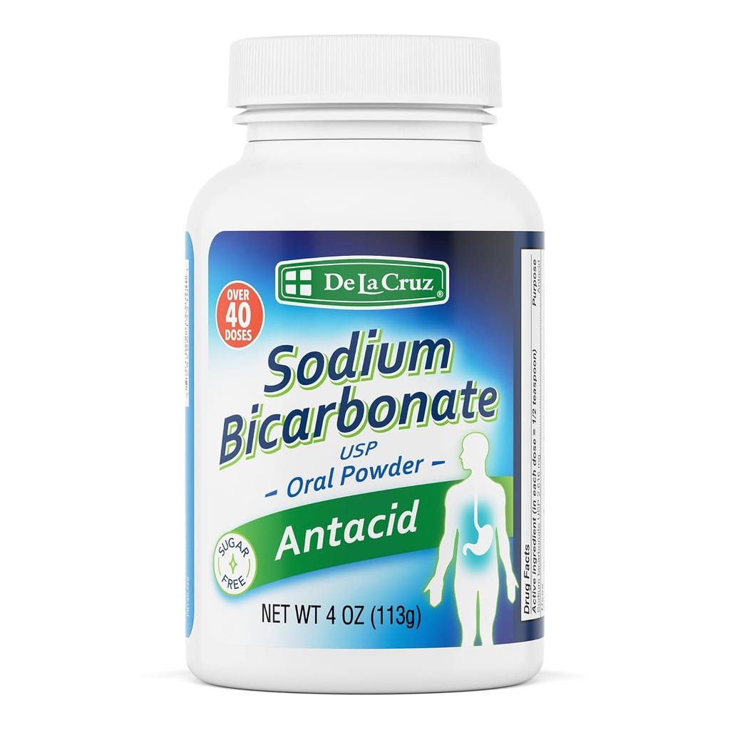 דה לה קרוז Pure Sodium Bicarbonate אבקת - Baking Soda & Baking אבקת Aluminium חינם Antacid עבור הלבבורן & Indigestion - ארוז בארה"ב - 4 OZ.