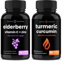 NutraChamps Elderberry ו Turmeric Curcumin כמוסות Bundle