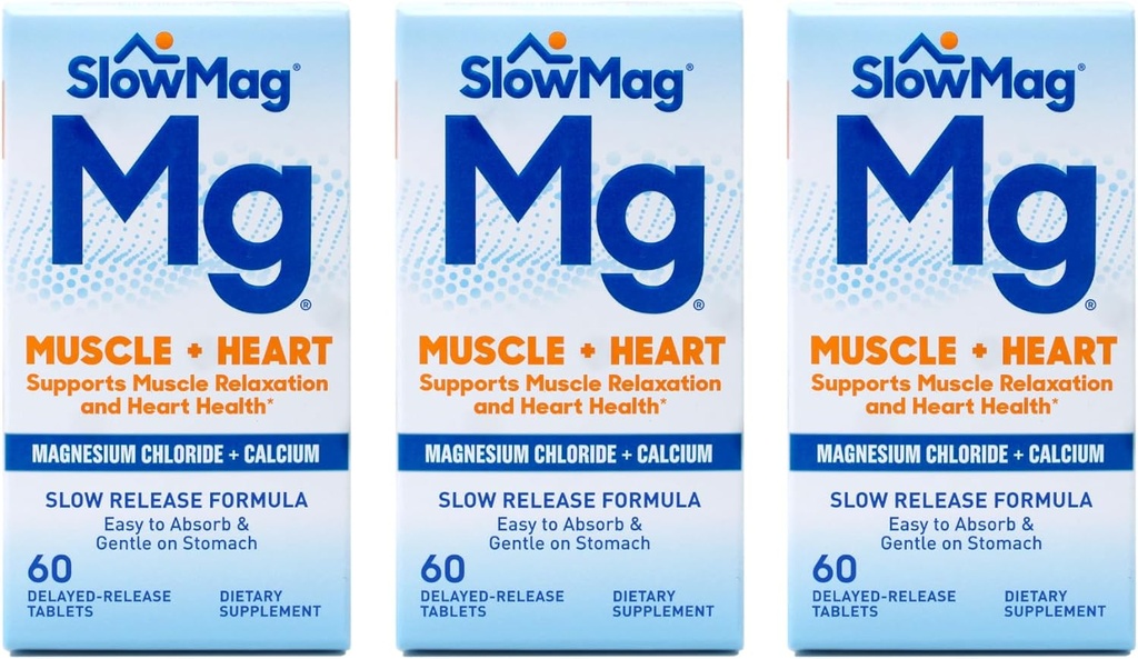 Slow-Magnesium Chloride עם Calcium, טבליות, 60 טבליות (Pack of 3) Fxi &Ui