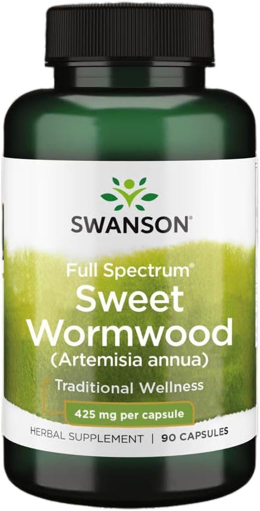 Swanson Sweet Wormwood - May Promote GI Gut Health, Microbial Balance & Digestive Health Support - Herbal Supplement with Artemisin - (90 קפסולות, 425 מ"ג כל אחד)